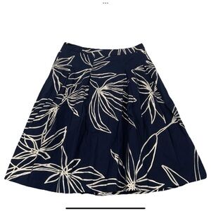 RSVP Talbots 12P Blue Metallic Floral Knee Length Pleated A-Line Skirt New
